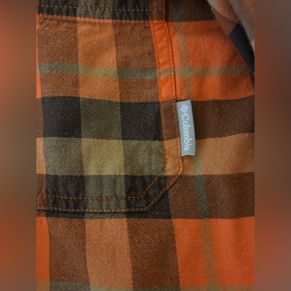 COLUMBIA Button Up Shirt Men's Size XL Plaid Checks Orange and‎ Brown - Picture 6 of 11